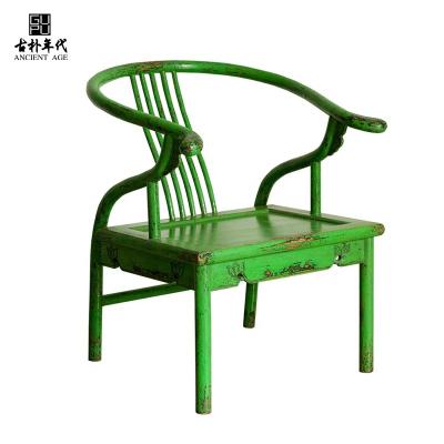 China Chinese Supplier Assembled Chinese Curiosity Traditional Antique Chairs Distressed Silla Vintage Painting Chairs Customized Color Armchairs for sale