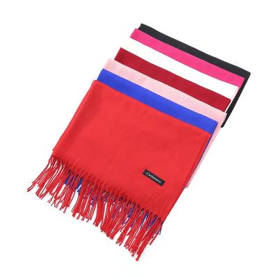 China Wholesale cashmere solid brushed women winter cashmere shawl scarf custom warm cozy pashmina for sale