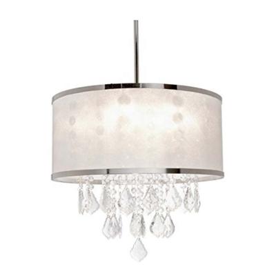 China Hotel Crystal Chandelier Pendant Light 4 Lights with Crystal Beaded Drum Shade Chromed Finish for sale