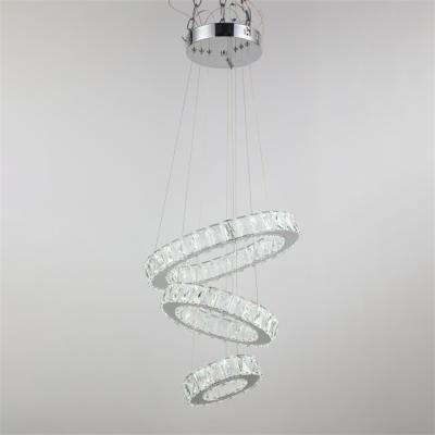 China Modern Nordic Chandelier Lighting Round 3 Ring Crystal Chandelier Living Room Lamp Restaurant Dining Table Chandelier for sale