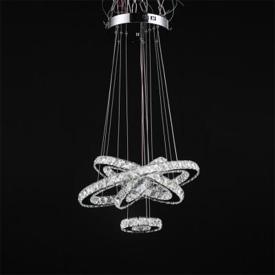 China Modern New Design Chandelier Bedroom Led Baccarat Chandelier 4 Pendant Light Rings Led High Ceiling for sale