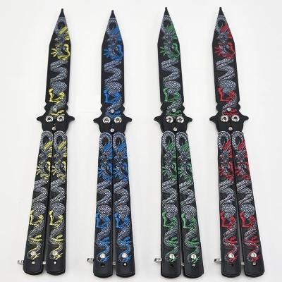 China Practicing butterfly knife hot spot sales folding butterfly training knife practice stainless steel outdoor sports unsharp CSgo tool for sale