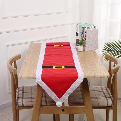 China New Waterproof Hot Selling Red Brushed Christmas Decorations Cloth Table Flags Table Layout Table Mat Decoration Supplies for sale