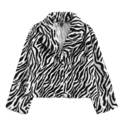 China Breathable High Quality Custom Women's Streetwear Faux Fur Lady's Zebra Printed Coat Manufacturers Faux Fur Coats for sale