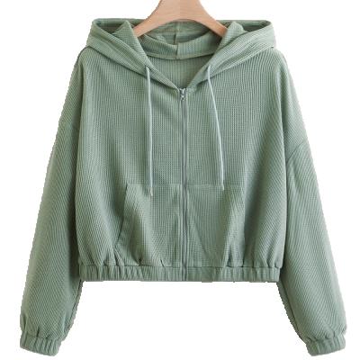 China Hooded Breathable Sweater Women Casual Breathable Garment DYE Solid Pattern Knitted Spandex / Polyester for sale