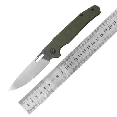 China G10 Non-variable Green Hiking Hunting Outdoor Camping Bushcraft 8Cr14Mov OEM Customized Folding Knife for sale