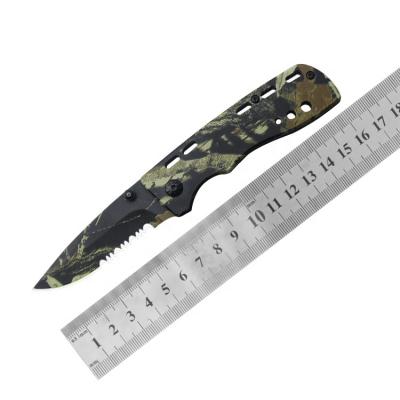 China Camouflage Non-variable Outdoor Love Bushcraft Camping Knife Factory Folding Tactical Rise Hunting Knife With Serrated Saw for sale