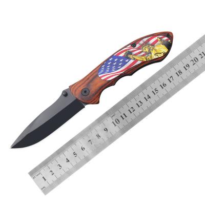 China Non-variable Wooden Handle With 3d Printing Outdoor Bushcraft Increasing Camping Fishing Wild Survival Folding Knife for sale