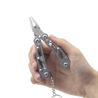 China Amazon Eco-friendly Small Outdoor Multi Tool Stainless Steel Folding Multitool Portable Pliers With Keychain for sale