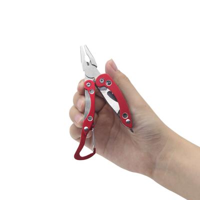 China Eco-friendly Stainless Steel Outdoor Multi Tool Portable Multifunctional Red Folding Multitool for sale