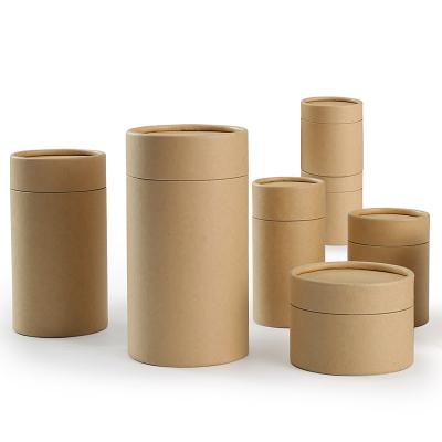 China Recyclable Customized Size Logo Plain Cylinder Kraft Paper Cardboard Paper Tubes Food Grade Cans Packaging for sale