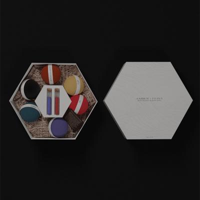 China Recycled Materials Logo Eco Craft Paper Boxes Custom Gift Set Hexagon Paper Box For Bath Bombs Bath Salts Ball Shape for sale