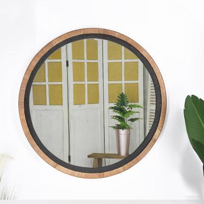 China Handmade 24 Inch Natural Rattan Skin Wrapped Large Round Wall Mirror for sale