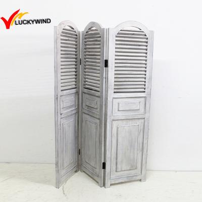 China Eco - Friendly Arched Shutter Panels Vintage French Style Wooden Room Divider Screen for sale