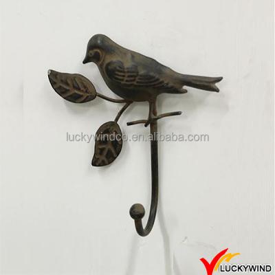 China Durable Old Metal Bird Outdoor Wall Mounted Black Iron Hook for sale