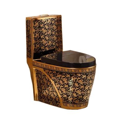 China 2021 Hot Sale Modern Black And Gold Elegant Colored Ceramic Gold Toilet for sale