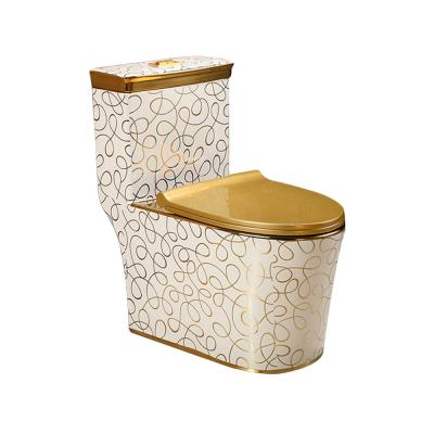 China Double-Flow Luxury Modern Toilet High Temperature Gold Ceramic Toilet for sale