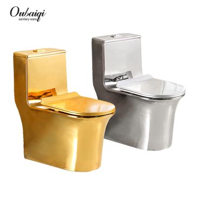 China Manufacturers Luxury Modern Silver Supplier Supplier Gold One Piece Ceramic Toilet For Sale for sale