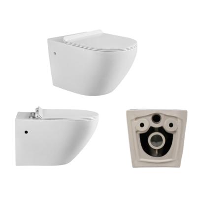 China Double-flow Wall Hung Wc Toilet Rimless P-trap Inwall Cistern Toilet for sale