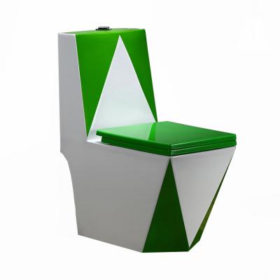 China Hot Selling Green Bathroom Double-Flow Colorful And White Floor Standing Toilet for sale