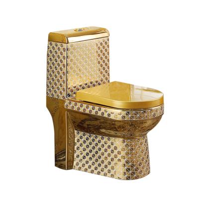 China Contemporary Wholesale One Piece Plating WC Modern Plating Gold Toilet For Home for sale