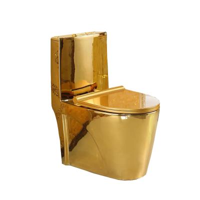 China Contemporary gold double flush plating closestool water saving ceramic toilet for sale