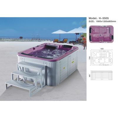 China Rectangular Whirlpool Bathtub 6 Person Outdoor Computer Control Bathtub With Lights With Computer for sale