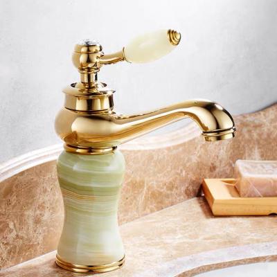 China Traditional Hot Selling Faucet Copper Basin Sapphire Gold Faucet Basin Household Cold-Hot Faucet for sale