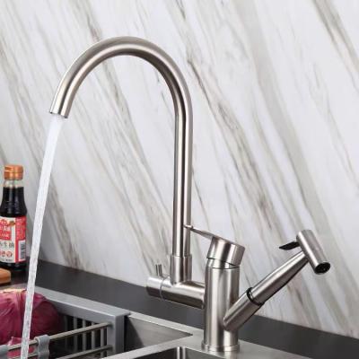 China Modern 304 Stainless Steel Mixer Sink Pull Out To Lower Kitchen Faucets for sale