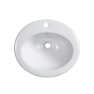 China Modern Design Semi Modern Bathroom Sink Table Art Ceramic Embedded Single Basin - Elliptical for sale