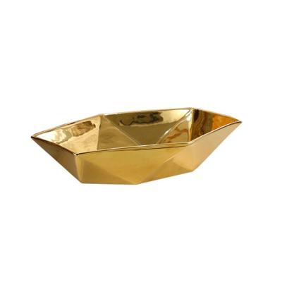 China Modern Hot Art Delicate Dirty+Scratch Proof Appearance Ceramic Gold Basin for sale