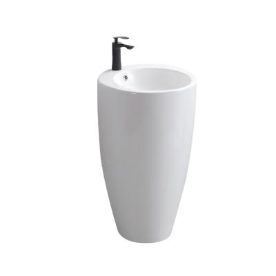 China Modern High Quality Bathroom Ware Drop Down White Ceramic Round Floor Standing Pedestal Sink for sale