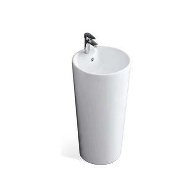 China Bathroom Ware Modern Ceramic Sink Single Hole Round Wash White Indoor Pedestal Sink for sale