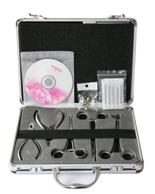 China Silver Body Piercing Equipment Kit With Aluminium Perforation Suitcase for sale