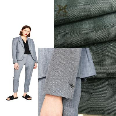 China Medium Weight Black Yarn Woven Herringbone Fabric for Formal Causal Blazers 100D*100D for sale