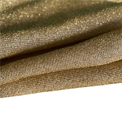 China Breathable 120GSM Gold PET Thread Yarn For Stage Costumes Clothing Fabric for sale