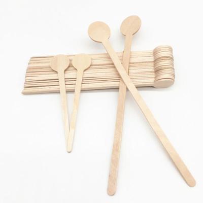 China Sustainable Custom Wholesale Engrave 190mm Beech Wood Disposable Coffee Stirrer Sticks Round End for sale