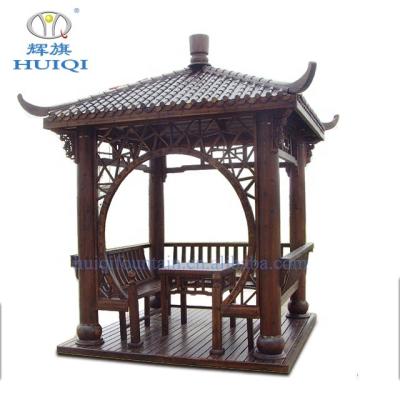 China China Fir Factory Price HUIQI Antique Grace Wooden Pavilion Garden Plaza Garden Opens Decoration Rock Garden Embellishment for sale