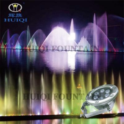 China New HUIQI LANDSCAPE Stainless Steel Fountain Lamp IP68 Can Waterproof RGB Underwater Waterfall LED Remote Control Lamp for sale