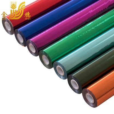 China JINSUI Paper Suppliers Grade Multi Color Metallic Gold Laminate Hot Stamping Foil Film Rolls For Plastic Leather Fabric for sale