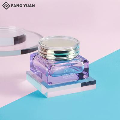 China 2021 New Design Square Cosmetic Glass Pump Bottle Luxury Serum Bottle Glass Pump Cream Jars for sale