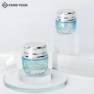 China 50g 30g New Technology Diamond Style Face Cream Cosmetic UV Coating Jars For Packaging Cosmetic Glass Jar for sale