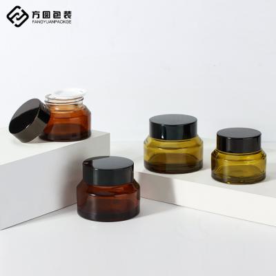 China Skin Care Body Cream Cosmetic Luxury Container Packaging Round Painting Glass Cosmetic Jar for sale