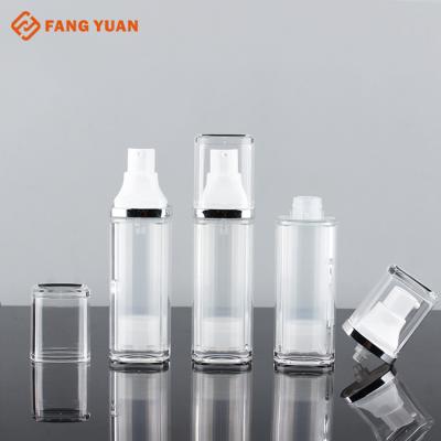 China MS 30ml Cosmetic Square Plastic Makeup Base Cream Packaging Airless Pump Bottle Sunscreen Pump Bottles for sale