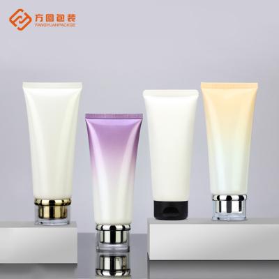 China Wholesale100ml Cosmetic Soft Matte Cleanser Packaging White PE With Black PP Tubes Face Cleanser Plastic Tube for sale