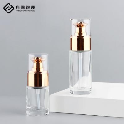 China 15ml 30ml Eco-friendly Recyclable Empty Clear Frosted Personal Care Serum Bottles Base Lotion Glass Bottle for sale