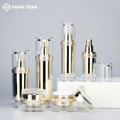 China Customized Acrylic Cosmetic Packaging Bottle Luxury High Quality Recyclable Plastic Bottle Double Wall for sale