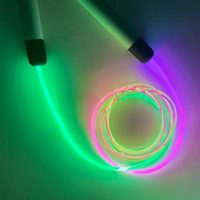 China 2021 PU Rope Rainbow Color New Style Kids Dazzling Adjustable Led Jump Rope 2.8M Lightweight Jump Rope for sale