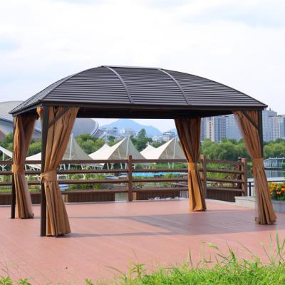 China Waterproof/UV Resistant/Fade Resistant Aluminum Outdoor Gazebo Garden Gazebos Solid Roof Part Galvanized Round Metal Roof Luxury Aluminum Hardtop for sale