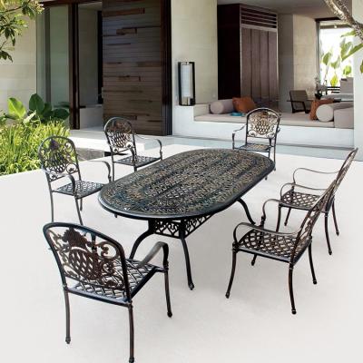 China Garden Set New 2019 New Patio Dining Table Cast Iron Patio Furniture Aluminum Metal Garden Furniture For Garden for sale